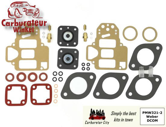 <p><strong>PMW321</strong><br>Revisie / service set voor de <em><strong>Weber 40 DCOM</strong></em> carburateurs.</p>